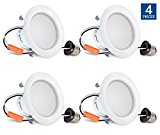 HyperSelect 4 Inch LED Downlight, 9W (65W Equivalent), Retrofit LED Recessed Fixture, 4000K (Daylight Glow), CRI84+, ENERGY STAR Slim Ceiling Light - Great for Bathroom, Kitchen, Office (4 Pack)