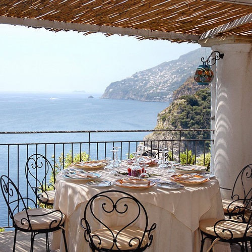 Calajanara Restaurant @ Amalfi Coast admired by our rattan furniture designers., INDesign Marketing Services best renovation contractor Singapore | new office renovation contractor Singaopre | best office reinstatement contractor Singapore